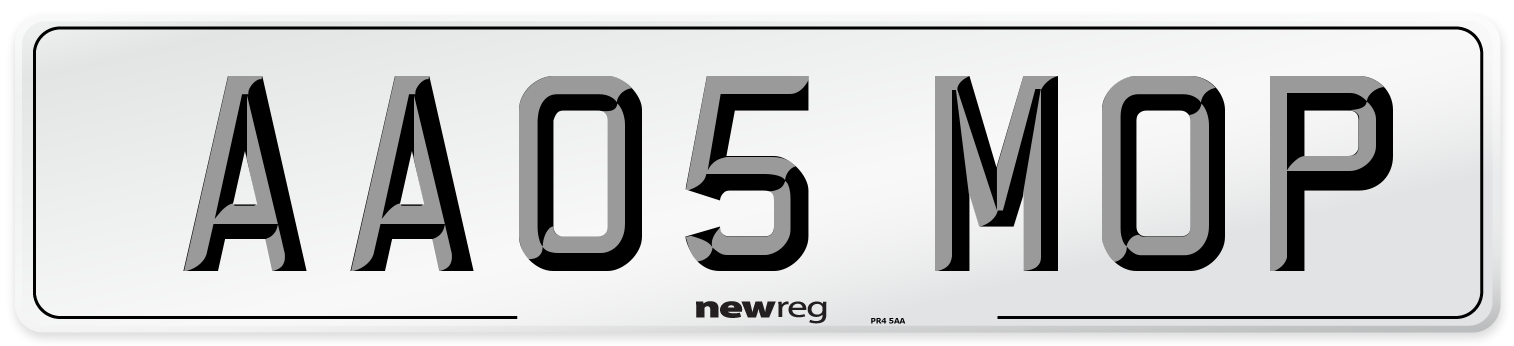 AA05 MOP Number Plate from New Reg